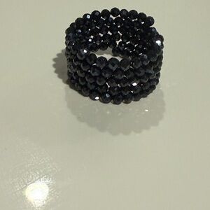 FREE-FORM ROUND ROUND PEACOCK BLUE COLOR SPINEL STAINLESS STEEL ADJUSTABLE WRAP